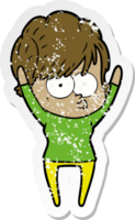 distressed sticker of a cartoon woman png