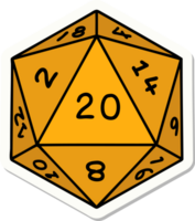 natural 20 D20 dice roll sticker png