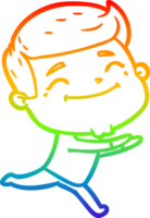 rainbow gradient line drawing happy cartoon man png