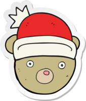 sticker of a cartoon teddy bear wearing christmas hat png