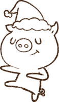 dessin au fusain de cochon de noël png