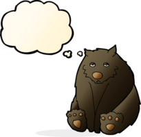 cartoon unhappy black bear with thought bubble png