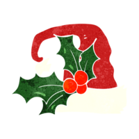 retro dibujos animados Navidad acebo sombrero png