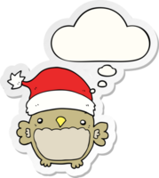 cute christmas owl and thought bubble as a printed sticker png