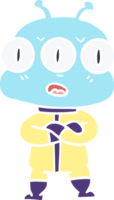 flat color style cartoon three eyed alien png