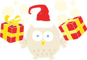 flat color illustration of a cartoon christmas owl png