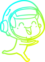 cold gradient line drawing happy cartoon astronaut png