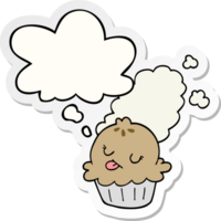 cute cartoon pie and thought bubble as a printed sticker png