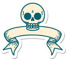 tattoo sticker with banner of a skull png