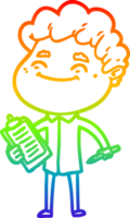 rainbow gradient line drawing cartoon friendly man png