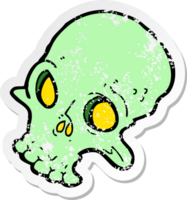 retro distressed sticker of a cartoon spooky skull png