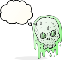 cartoon slimy skull with thought bubble png