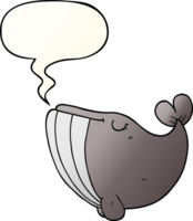 cartoon walvis en tekstballon in vloeiende verloopstijl png