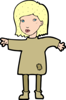 cartoon vrouw in gepatchte kleding png