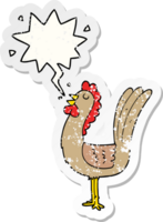 cartoon rooster and speech bubble distressed sticker png