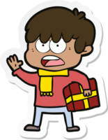 sticker of a worried cartoon boy png