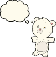 cartoon schattige ijsbeer met gedachte bubble png