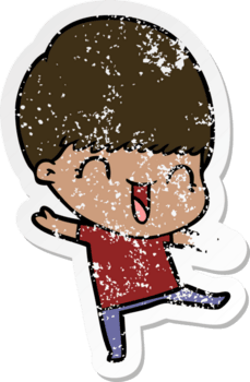 beunruhigter Aufkleber eines fröhlichen Cartoon-Jungen png