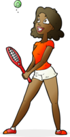 tecknad kvinna spelar tennis png