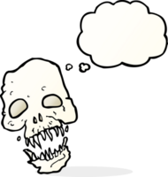 cartoon scary skull with thought bubble png