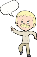 cartoon man with mustache pointing with speech bubble png