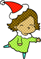 comic book style illustration of a woman wearing santa hat png