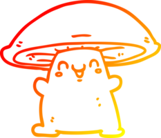 ligne de gradient chaud dessinant un personnage de champignon de dessin animé png