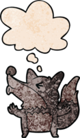 cartoon werewolf howling and thought bubble in grunge texture pattern style png