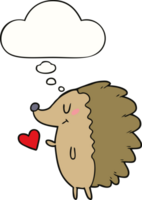 cute cartoon hedgehog and thought bubble png