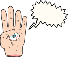 Rede Blase Karikatur gespenstisch Hand mit Augapfel png