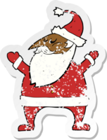 pegatina retro angustiada de una caricatura de santa claus png