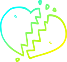 cold gradient line drawing cartoon broken heart png