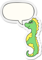 cartoon sea horse and speech bubble sticker png