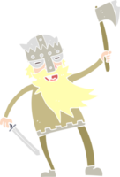 flat color illustration of a cartoon viking warrior png