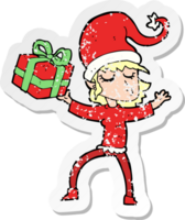 retro distressed sticker of a santas helper cartoon png