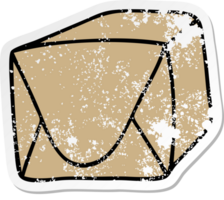 distressed sticker of a quirky hand drawn cartoon brown parcel png