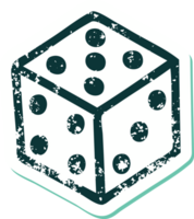 distressed sticker tattoo style icon of a dice png