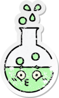 distressed sticker of a cute cartoon test tube png