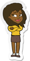 sticker of a cartoon woman with crossed arms png