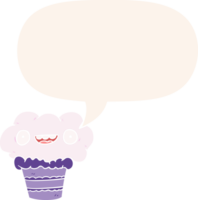 cupcake drôle de bande dessinée et bulle de dialogue dans un style rétro png