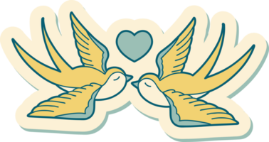 tattoo style sticker of a swallows and a heart png