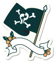 tattoo sticker with banner of a pirate flag png