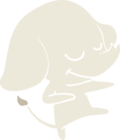 elefante sorridente dos desenhos animados de estilo de cor plana png