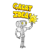 textured cartoon robot with great idea png