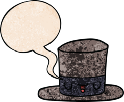 caricatura, sombrero de copa, y, burbuja del discurso, en, retro, textura, estilo png