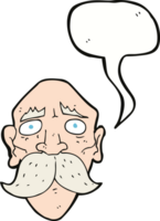 cartone animato triste vecchio uomo con discorso bolla png