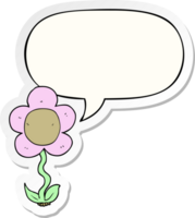 fleur de dessin animé et autocollant bulle png