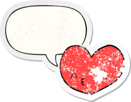 cartoon heart and face and speech bubble distressed sticker png