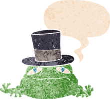 cartoon rich toad and speech bubble in retro textured style png