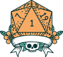 natural one d20 dice roll illustration png